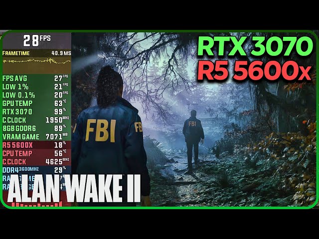 Alan Wake 2 RTX 3070 Performance All Settings / DLSS / Ray Tracing