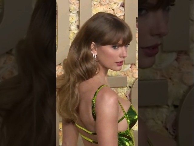 Taylor Swift Dazzled In a Sequin Green Dress at Golden Globes #taylorswift #goldenglobes
