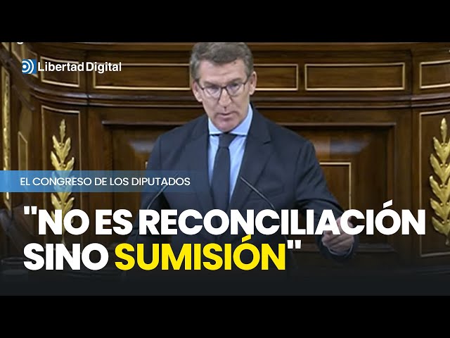 Feijóo define la amnistía de un Sánchez ausente: "No es reconciliación sino sumisión"