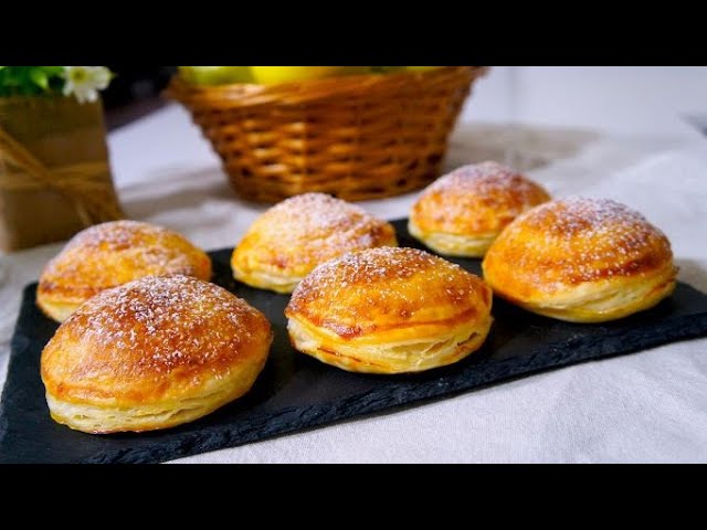 Crispy puff pastry with apples and custard 🍏 Easy recipe