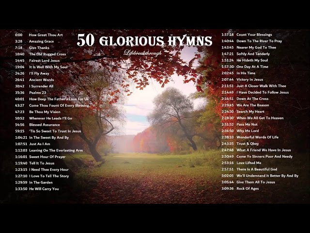 50 Glorious Hymns   How Great Thou Art, Amazing Grace & more  Piano & Guitar Music for Worship!