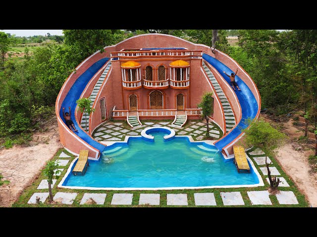 Build The Most up to date Twin  water slide To Gorgeous Underground Swimming Pool