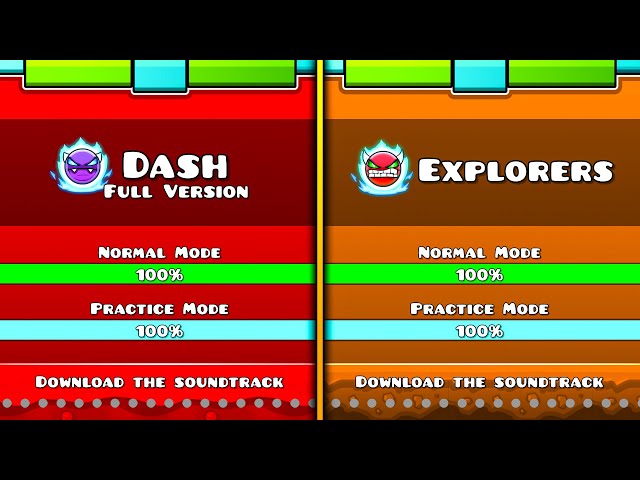 "Dash Full Version" & "Explorers" in one video :D – Geometry Dash 2.2