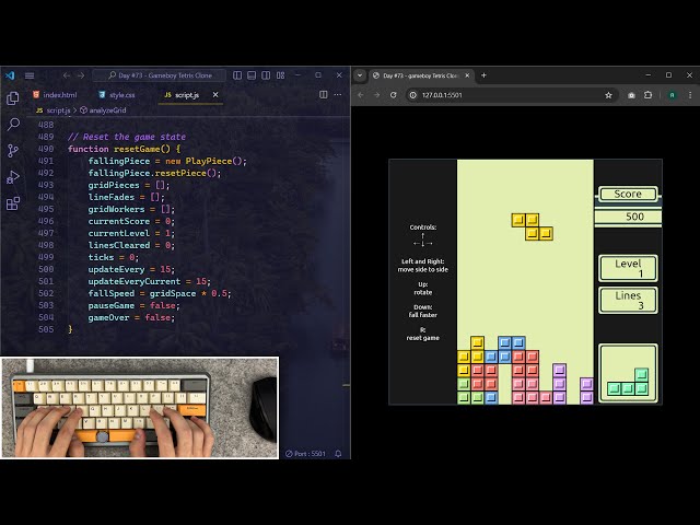ASMR Programming - Gameboy Tetris Clone in JavaScript - No Talking