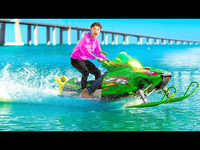I Drove My Snowmobile On WATER!! (GONE WRONG)