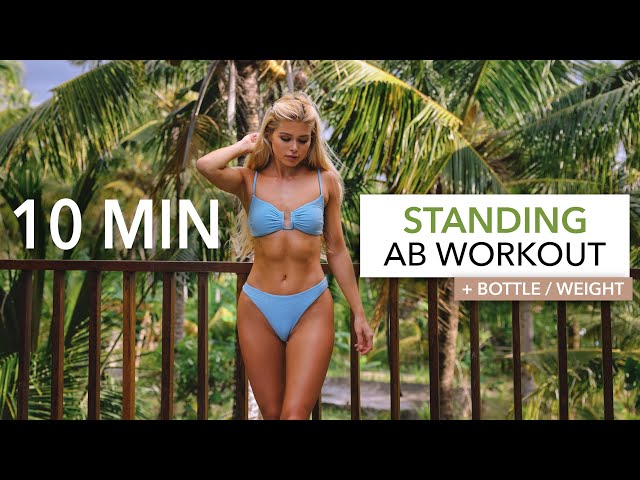 10 MIN STANDING ABS - not sweaty, slow & strong sixpack workout I Equipment: bottle or 3-8kg weight