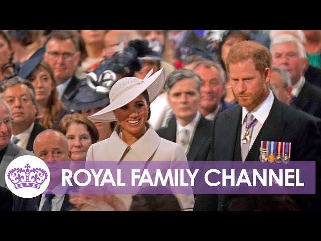 Prince Harry and Meghan Markle Arrive for St Pauls Jubilee Service
