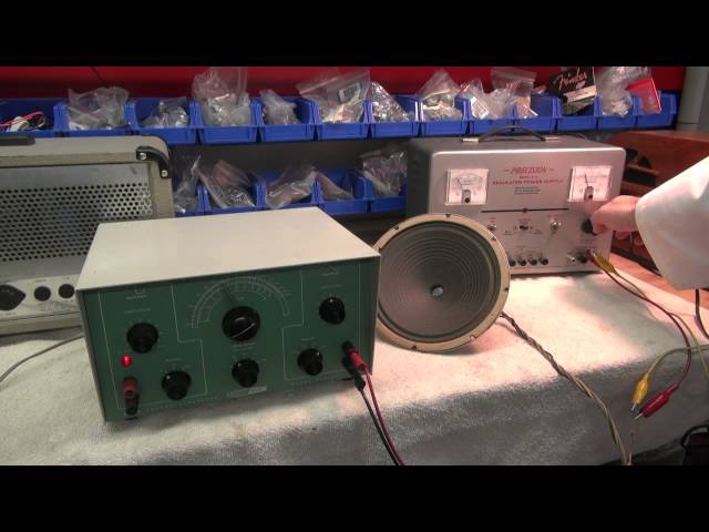 Vintage field coil speaker demo Philco AM tube Radio electro magnet D-lab