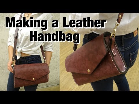 DIY Denim-Lined Leather Handbag with Basic Tools | Leathercraft