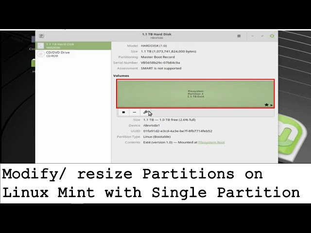 Modify Partitions on Linux Mint System with Single Partition