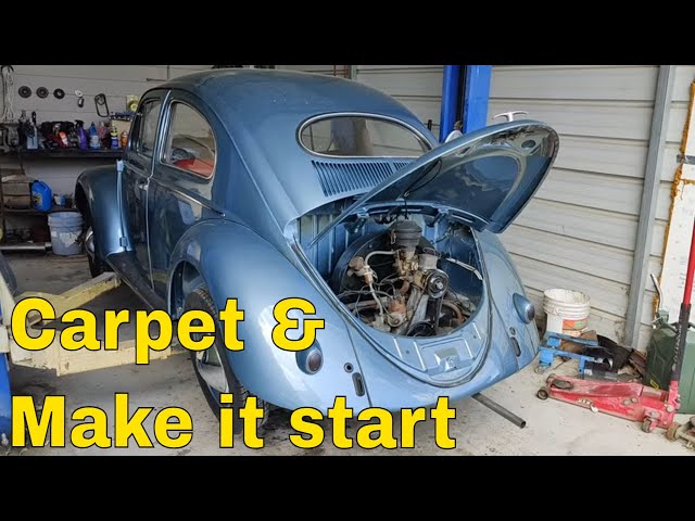 1954 Oval Window VW BEETLE Restoration Carpet and make it start better