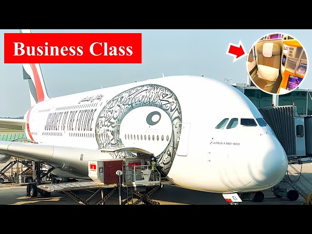 Emirates Business Class A380 Flight Full Tour | Dubai to Seoul（+ Lounge）