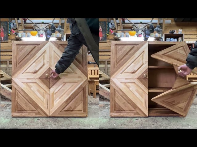 DIY Furniture Of Firewood 3D, Impossible Origami Folding Door! Oak, Ash and Birch