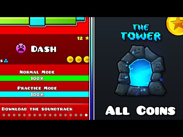 "Dash" & "The Tower" (All Coins) | Geometry Dash 2.2 Official Levels