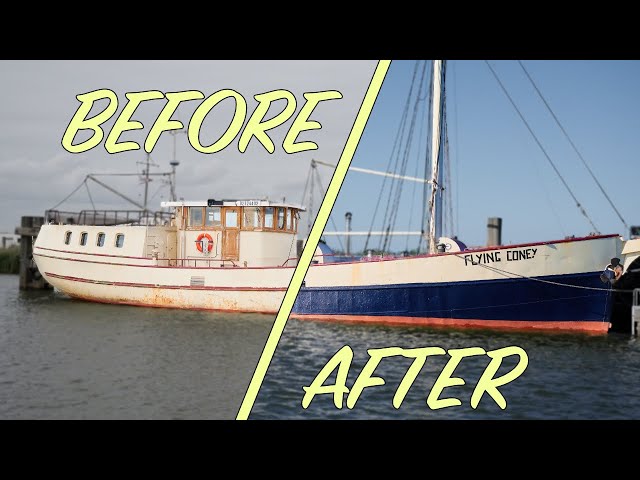 We Bought an Abandoned TRAWLER! One Year Of Boat Renovation in 15 Minutes!