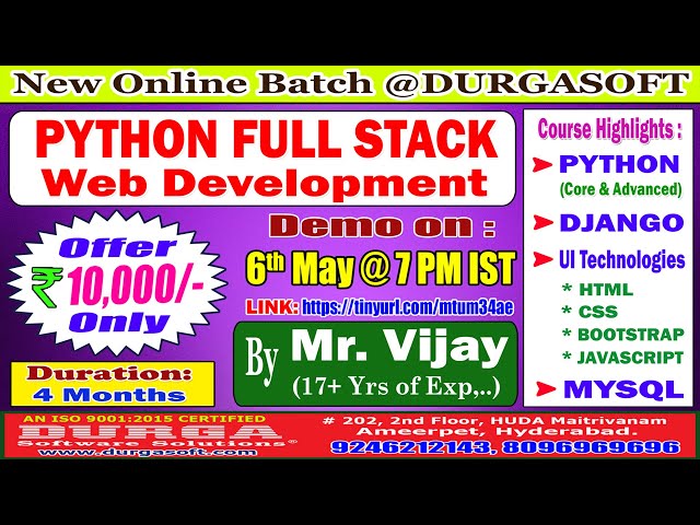 PYTHON FULL STACK Web Development Online Training @ DURGASOFT