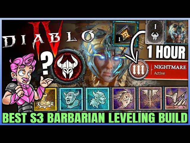 Diablo 4 - New Best Barbarian Leveling Build - Season 3 FAST 1 to 70 - Skills Paragon Gear Guide!