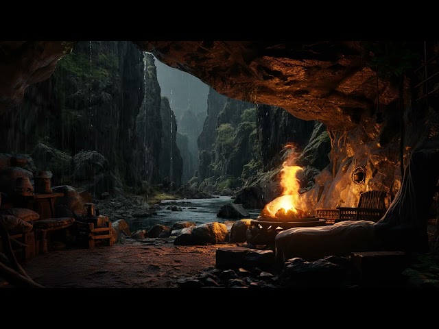 Rain Sounds For Sleeping - 99% Instantly Fall Asleep With Rain Sounds outside the Cave at Mid Night