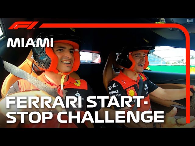 Ferrari's Charles Leclerc and Carlos Sainz in the Hilarious Start-Stop Challenge!