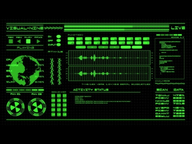 Sci-Fi  Hacker Background Green HUD 4K