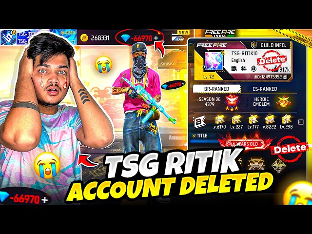 Free Fire TSG Ritik Id Gone 🥲 3,00,000 Diamonds Wasted 💎 Rich To Poor In 10 Mins -Garena Free Fire