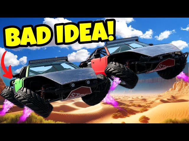 Flying Car Race in The Desert Leads to BIG Crashes in BeamNG Drive Mods!