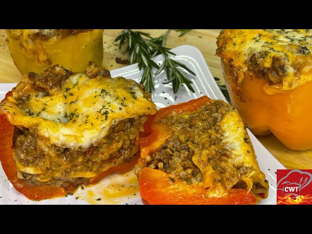 Stuffed Bell Peppers Recipe | How To Make Stuffed Bell Peppers | Meaty Cheesy Stuffed Bell Peppers