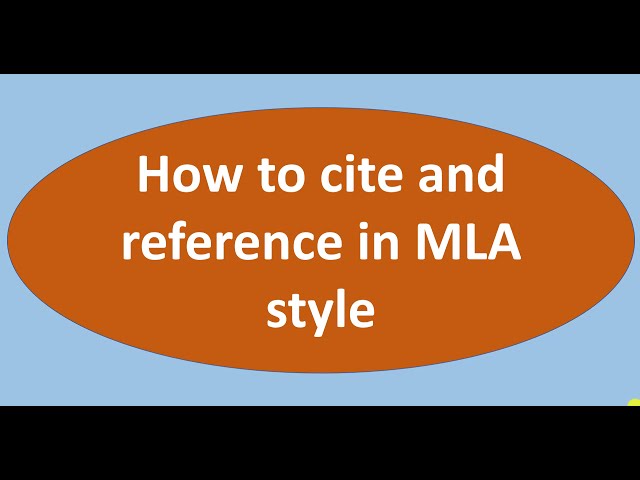 MLA | Citation and referencing for beginners