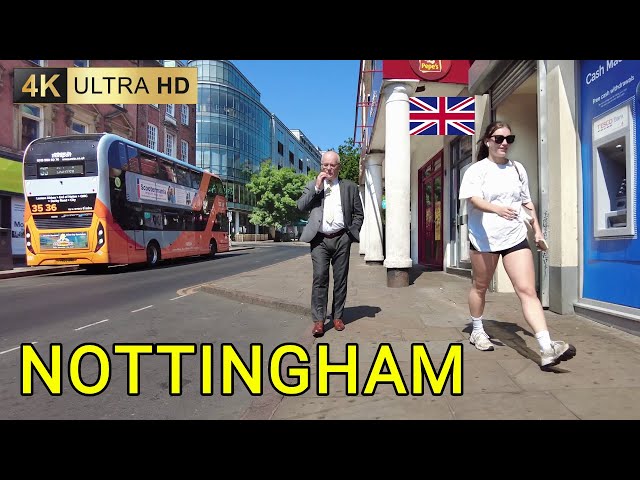 Nottingham Early Morning Summer Walk: From Station to the City Center 4K/60