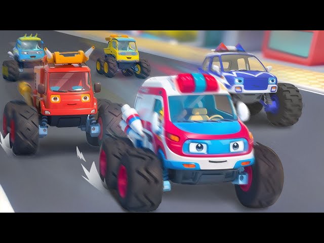 Five Little Monster Trucks Song | Learning Vehicles Song | Kids Song | BabyBus
