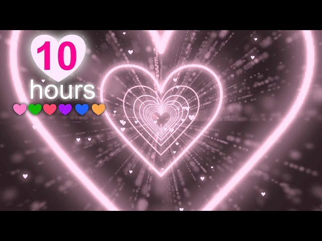 Heart Background | Heart Background | Animated Background | Neon Heart Tunnel Loop [10 Hours]