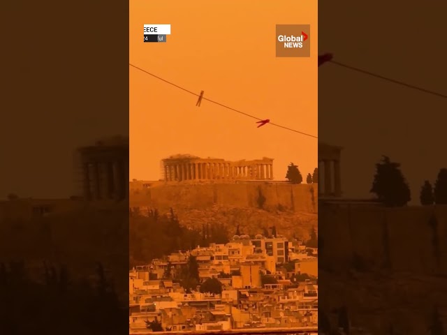 Dune 3? Sahara desert dust reaches Greece as orange haze shrouds Parthenon #athens #duststorm