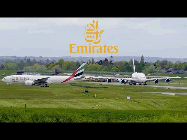 Emirates 777 and Emirates A380 Together at Birmingham Airport ( BHX )