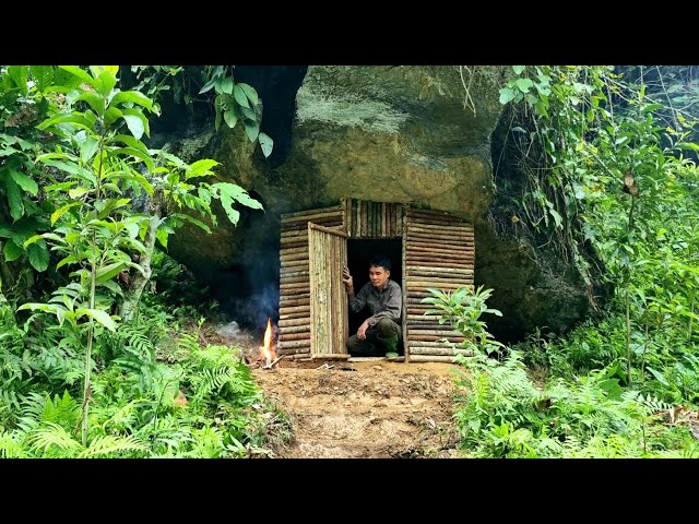 Build a secret shelter under a big rock, survive - Tropical Forest