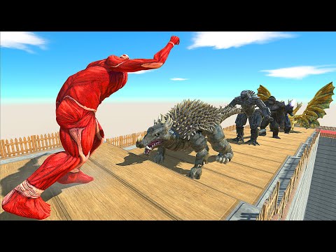 COLOSSAL TITAN DEATH FALL VS GHIDORAH - Animal Revolt Battle Simulator