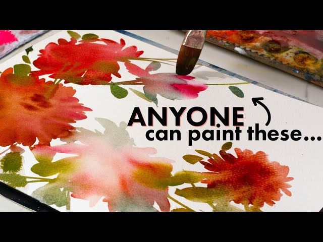 How to paint a SIMPLE watercolor Dahlia flower!
