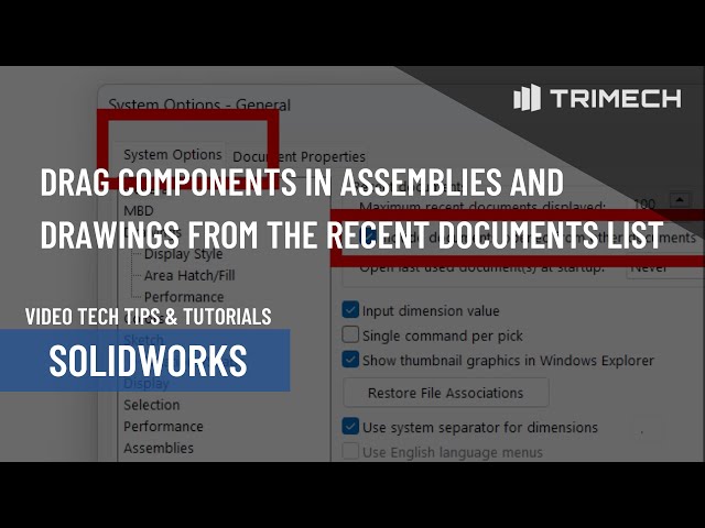 Drag Components in Assemblies and Drawings From the Recent Documents List in SOLIDWORKS