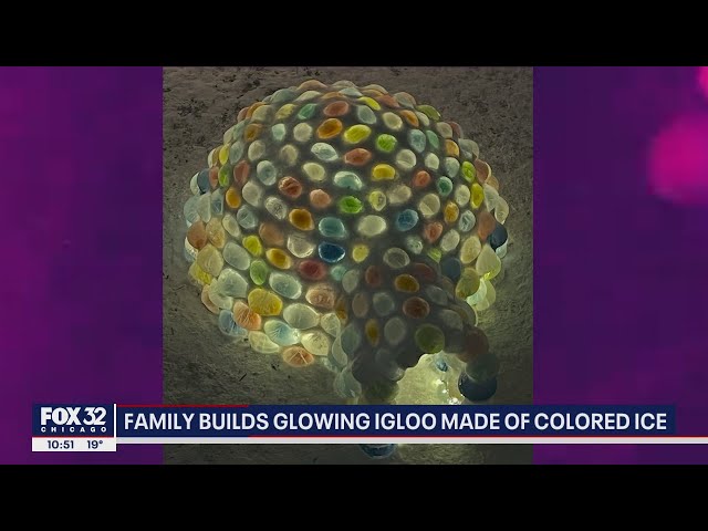 Suburban Chicago family makes igloo out of dyed balls of ice