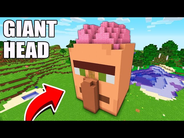 What's INSIDE the BIGGEST HEAD in Minecraft ? I found a GIANT VILLAGER AND A GIANT GOLEM !