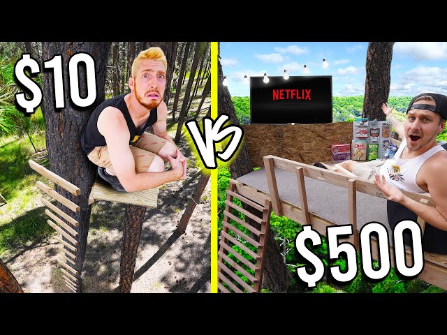 $10 VS $500 TREE HOUSE FORT! *Budget Challenge*