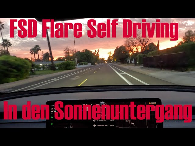 FSD Flare Self Driving im Sonnenuntergang