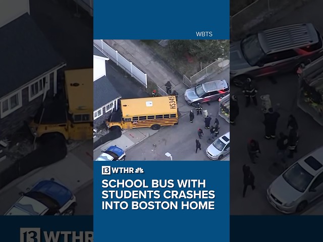 School bus with students crashes into Boston home