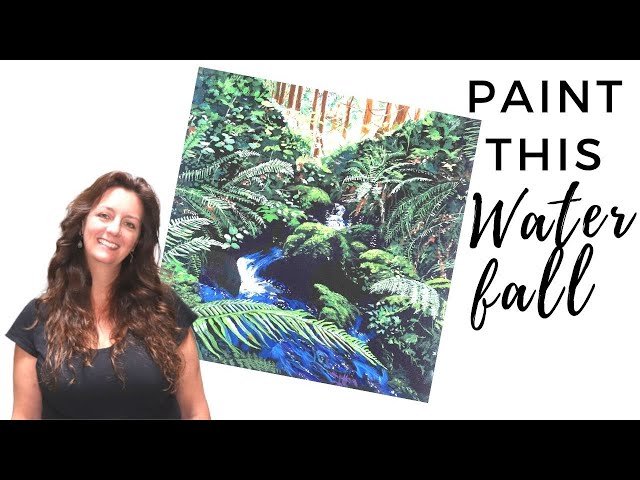 Waterfall Painting / Acrylics For Beginners (Painting Time Lapse Video)