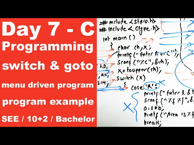 switch and goto statement in C ||  menu driven program || Day 7 || Readersnepal