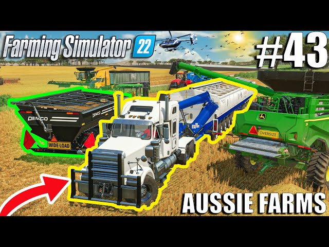 BIG BARLEY Harvest with MONSTER AUGERS | Aussie Farms #43 | Farming Simulator 22