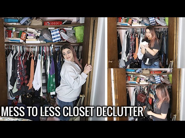 EXTREME CLOSET DECLUTTER WITH ME | Decluttering Years of Stuff | Mess to Less Closet Transformation