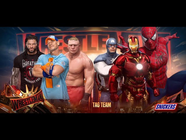 WWE2K24 | MARVEL Avengers VS John Cena , Roman Reigns & Brock Lesnar Gameplay
