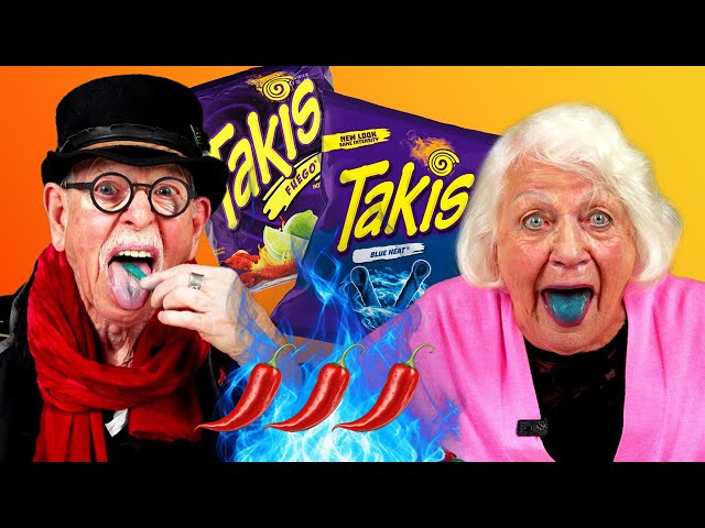 Senioren snacken Takis – Feurige Reaktionen auf Fuego & Blue Heat! 🥵