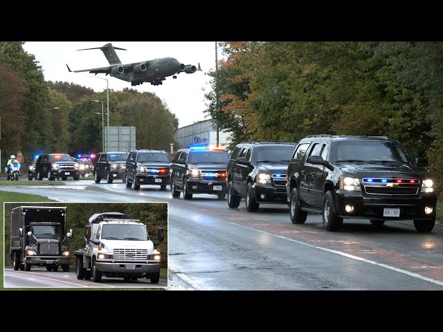Ahead of Vice President Harris visit to London, a mass convoy of security vehicles arrive 🇺🇸 🇬🇧