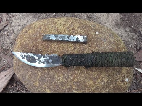 Primitive Life : Make knife from Iron-Full process!!